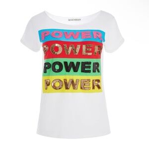 Alice + Olivia Mikey Sequin Embellished Cotton Power T-Shirt